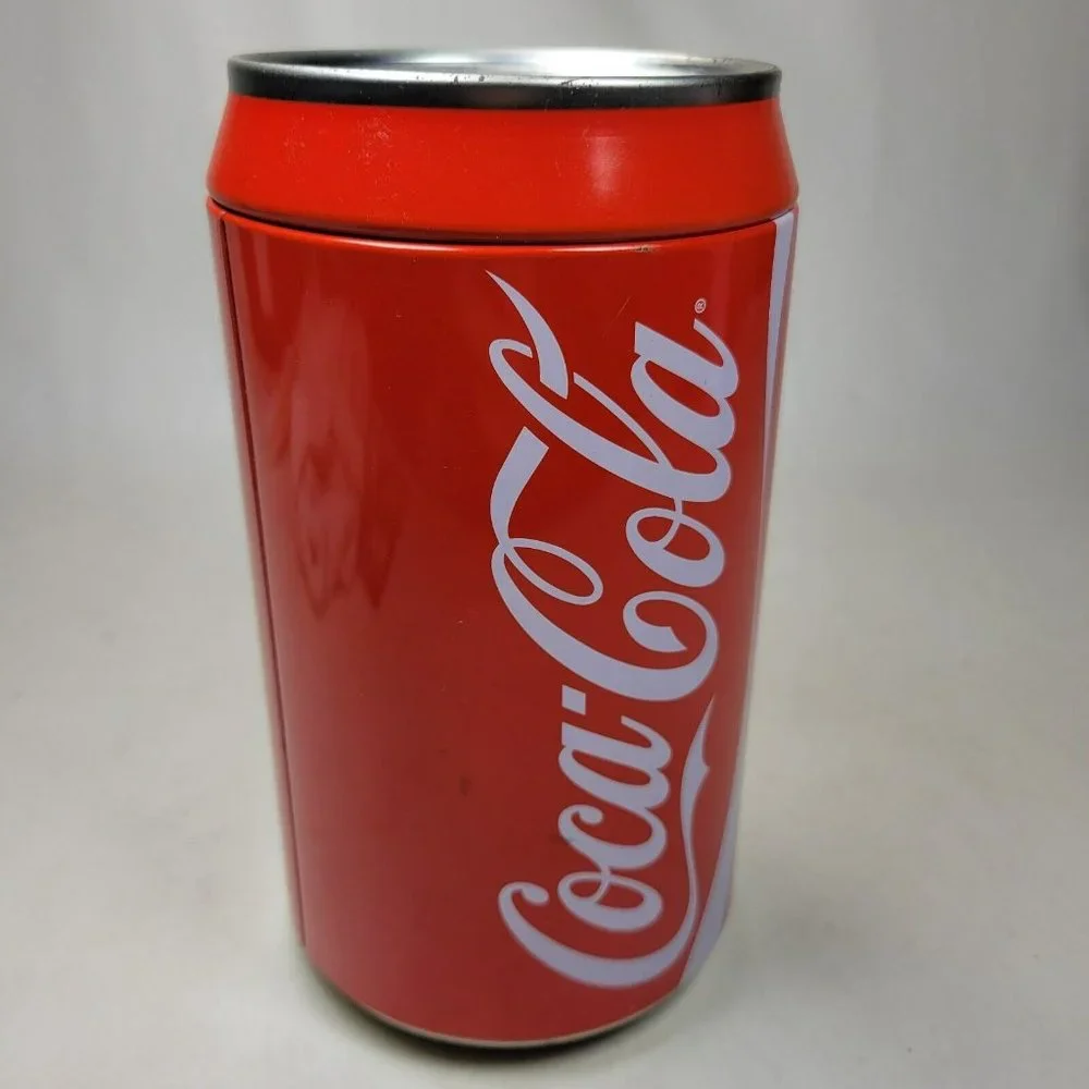 Coca Cola Classic Coke 7.5” Large Tin Can Coin Bank With Slot
